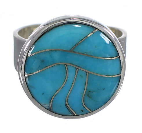 Southwest Turquoise Silver Jewelry Ring Size 6 AX88061
